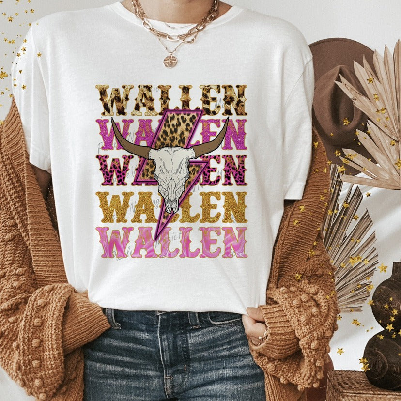 Western Shirts Boho Cow Skull Shirt with Leopard Print Short