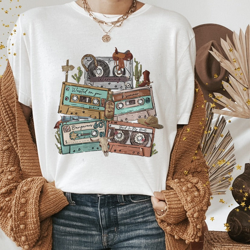 Western Shirts Boho Cow Skull Shirt with Leopard Print Short